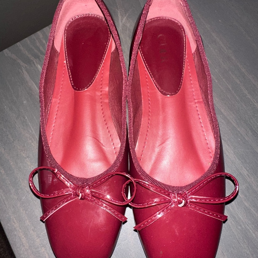 Cider Red Ballet Flats with Decorative Bows